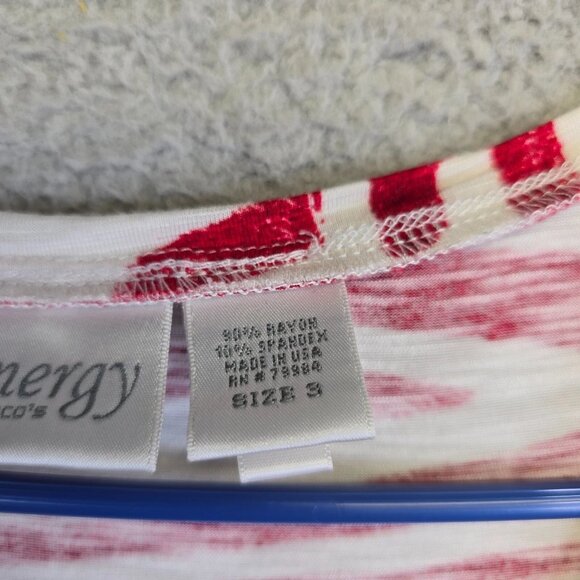 Zenergy by Chicos Top Womens 3 XL/16 Red Scoop Neck Abstract Hippie Y2K Colorful - Picture 6 of 8